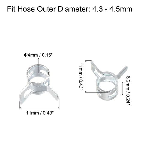 uxcell 20pcs 4mm Spring Band Type Action Fuel/Silicone Vacuum Hose Pipe Clamp Low Pressure Air Clip Clamp, Zinc Plated