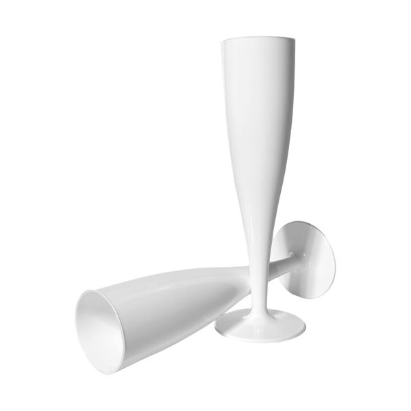 ProductPro 10 x White Plastic Prosecco Flutes 175ml Capacity