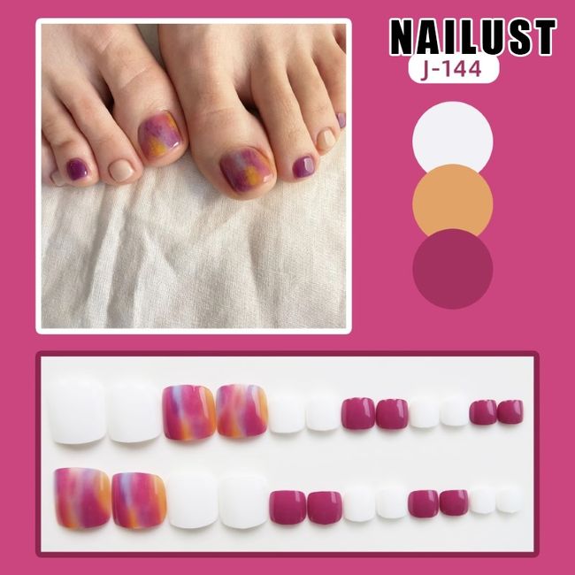 Toe Nails  [Set of 24] Nail Tips Nail Tips Nail Stickers False Nails False Nails Present Paste Nails Peelable Summer Nails Nail Supplies Nail Art Nail Parts NAILUST