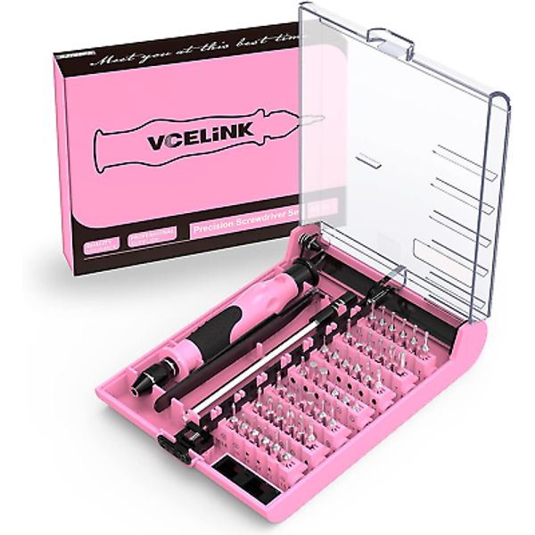 Pink Screwdriver Set, Upgraded Small Precision Screwdriver Kit 45 in 1 with Case