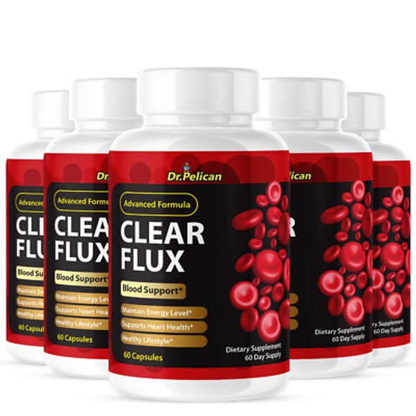 Clear Flux- Blood Support- 5 Bottles- 300 Capsules