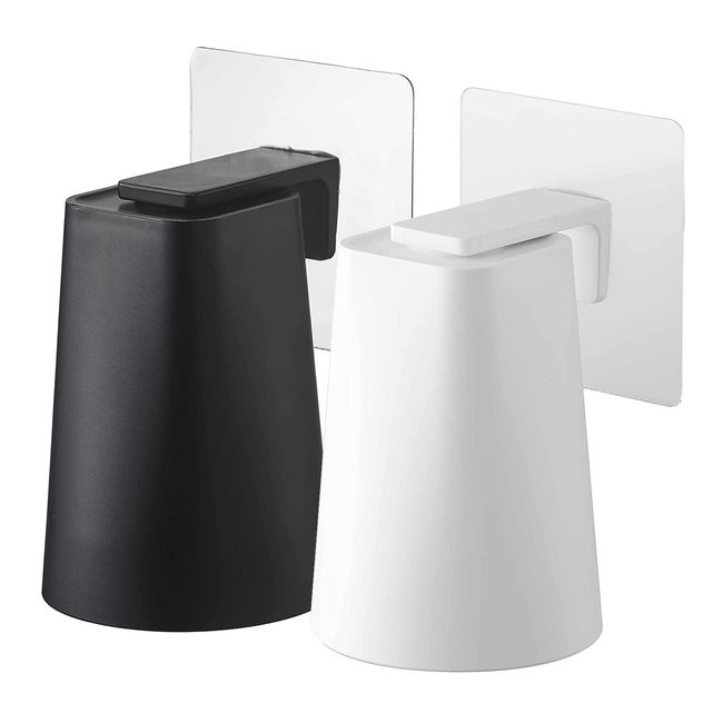 Yamazaki 5487 5488 Film Hook Magnetic Tumbler, Tower, Set of 2, Floating Storage, White, Black