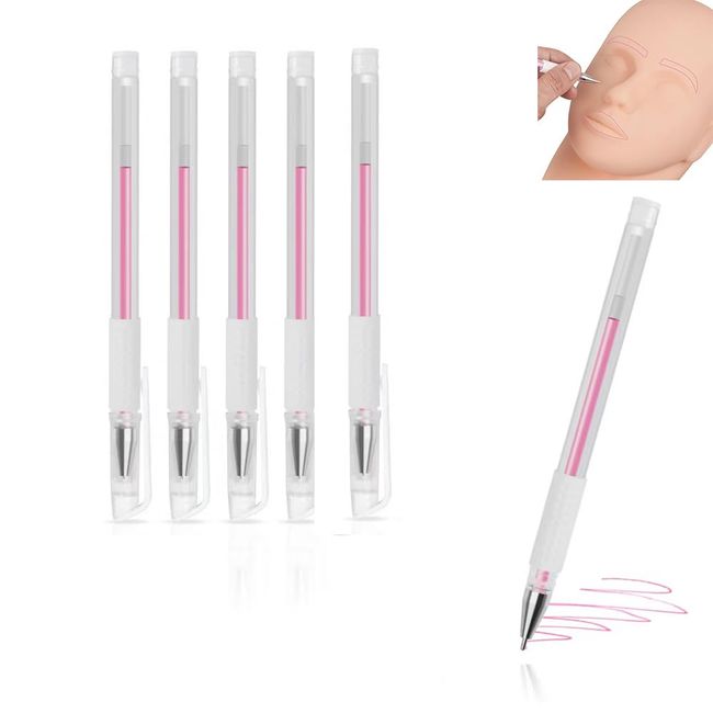 5pcs/pack Permanent Positioning Tool Maker Pink Eyebrow Microblading Mapping Pen Pink Lip Contour Maker Pen Tattoo Brows Accessory