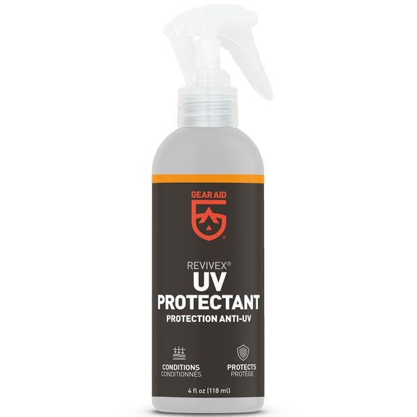 GEAR AID UV Protectant and Conditioner Spray, Apply to Outdoor Gear Made of Plastic, Vinyl, Neoprene such as Tents, Boat Covers, Kayaks and More to Prevent Cracking, Discoloration and Fading, 4 oz