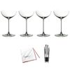 Riedel Veritas Moscato/Coupe/Martini Glass, Pack of 4 with Wine Pourer and Cloth