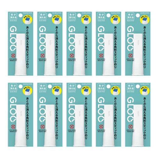 Kokuyo G311-1PX10 Glue Stick GLOO Color Disappears, Small, White, Set of 10