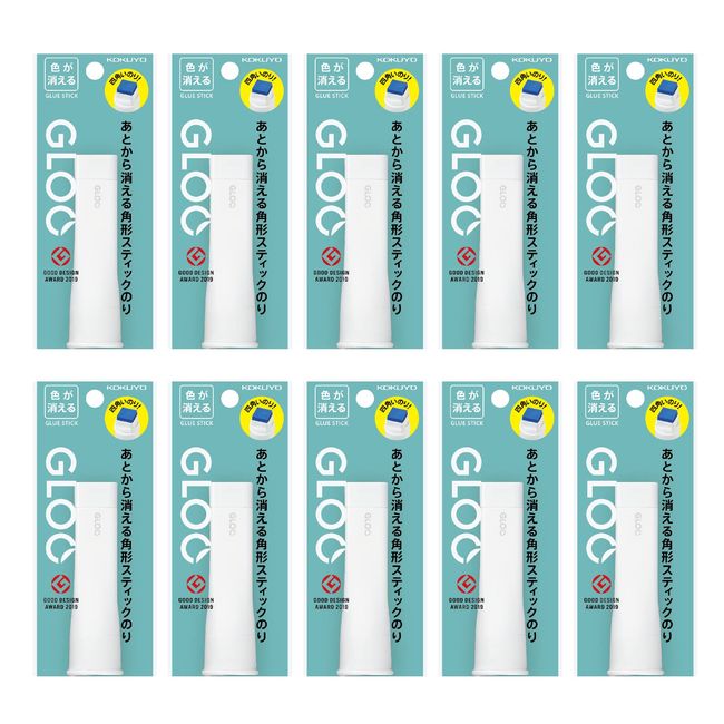 Kokuyo G311-1PX10 Glue Stick GLOO Color Disappears, Small, White, Set of 10