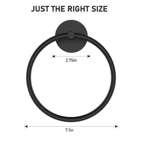 SetSail Adhesive Towel Holder for Bathroom Wall Matte Black Hand Towel Ring 304 Stainless Steel Towel Hanger for Bathroom, Kitchen