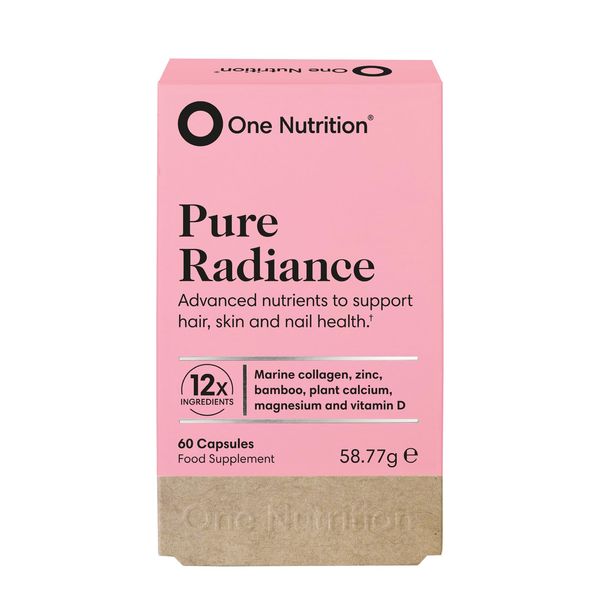 One Nutrition Pure Radiance - Hair, Skin & Nail Support with Marine Collagen, Antioxidants, Zinc & B Vitamins - 12 Key Nutrients to nourish & Combat Busy Lifestyles - 60 Capsules