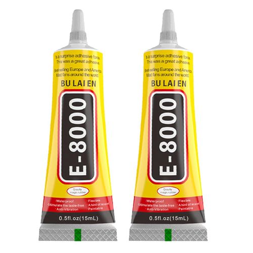 E8000 Glue - 2PC Super Glue - Transperant Multi-Function Glues Suitable for Phone Jewelry Glass Wood Metal Fabric (15mlx2 Pack)