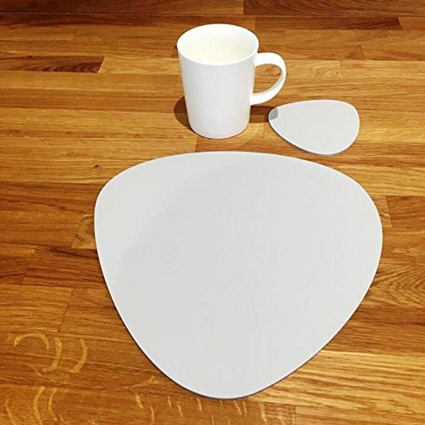 Pebble Shaped Placemat and Coaster Set - Light Grey - Set of 4