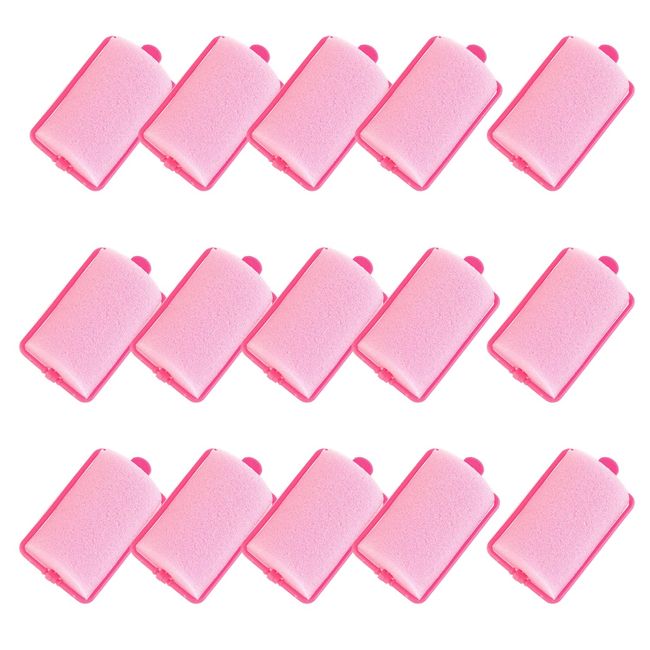 15 pieces of sponge foam curling iron, pink curling iron, flexible hair styling tools for children and girls, no harm to hair, bangs, fluffy sponge hair, wavy curly hair, retro styling (25mm)