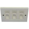 Comms2Go CAT6 Triple Port Faceplate - Socket - RJ45 - Ethernet - Network - Face Plate Module (3 port)