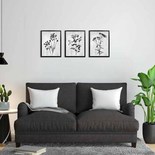 LoveHouse Flower Wall Art Black and White Painting Framed Canvas Minimalist Botanical Pictures for Bedroom Bathroom Kitchen Farmhouse
