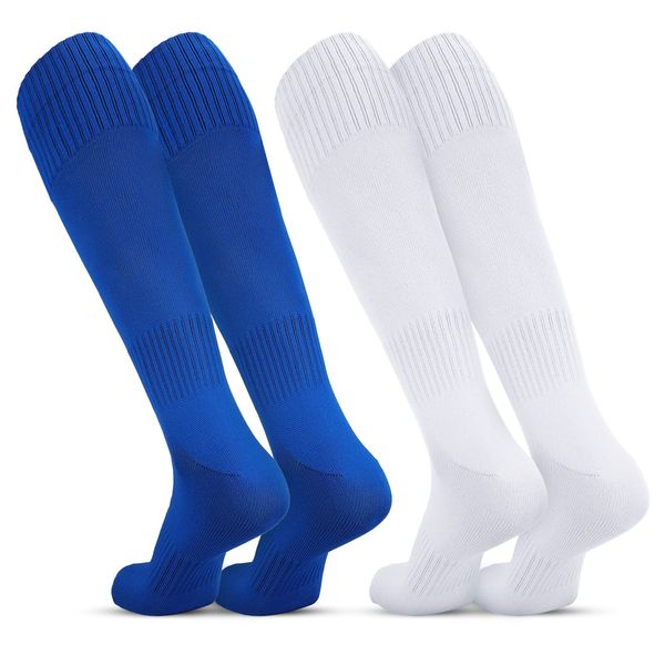 2 Pairs Football Socks for Men, Breathable Knee High Socks Sports Sports Training Soccer Socks Anti-slip Towel Bottom Socks for Adults