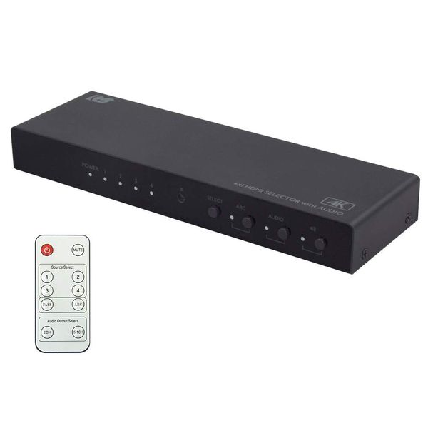 HDMI Selector, 4K 60Hz, Audio Isolation, RS-HDSW41A-4K, HDMI Switcher, Audio Separator, HDMI Selector, PS5, 120Hz, HDMI Switcher, Automatic 4K HDMI Switcher, 4K 60Hz