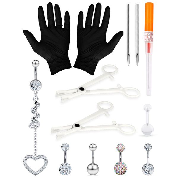 Goerhsjie Belly Button Piercing Kit Belly Piercing Kit Navel Piercing Kit Bellybuttons Piercing Kit Piercing Kit Belly Button Belly Percinging Kit