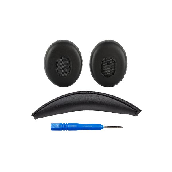 Replacement Ear Pads and Headband Cushion pad compatible with Bose QuietComfort 3 (QC3) Headphones (NOT Compatible with Any Other Model). Premium Protein Leather | Easy Installation | Comfortable