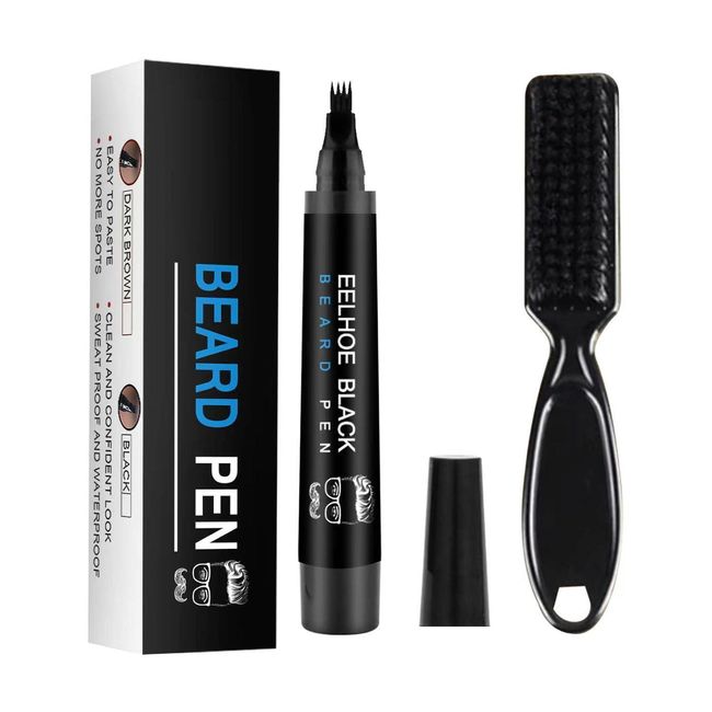 Beard Pencil Filler for Men,Waterproof Beard Pen Beard Filling Pen Kit Black