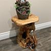 Rustic Cedar Root Flower Stand Stool- 19.5" H Tree Stump Side Table, Handcrafted