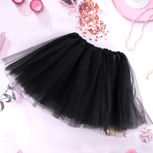 kuou Black Tutu Skirt, Layered Tulle Dance Skirts for Kids Girls Dance Birthday Princess Party (Black), 2-8 Years