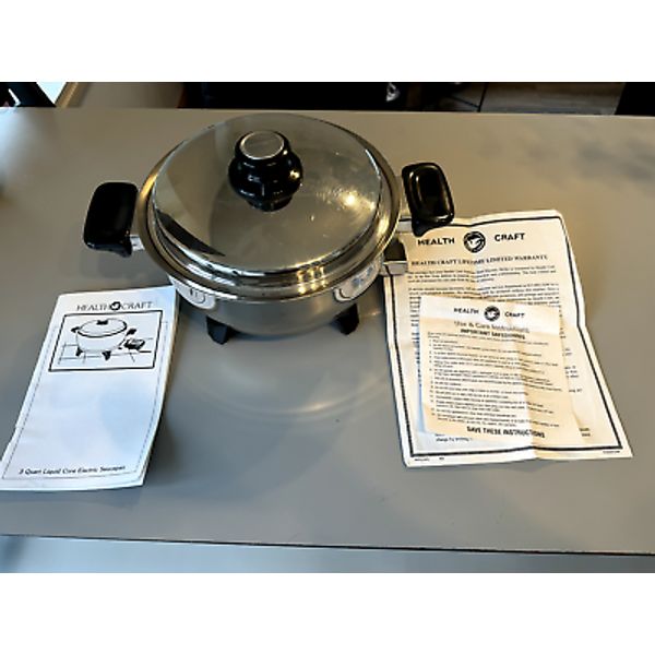 HEALTH CRAFT WEST BEND E19762 LIQUID CORE STAINLESS STEEL ELECTRIC SKILLET