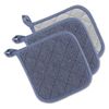 DII Basic Terry Collection Quilted 100% Cotton, Potholder, Stonewash Blue, 3 Piece