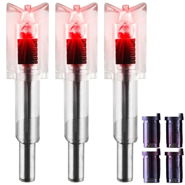 KEAUP Lighted Nocks for Crossbow Bolts - 3 Pack with .285”/.297”/.300”/.305” Bushings LED Nocks Arrow nocks for Archery Hunting (Red)