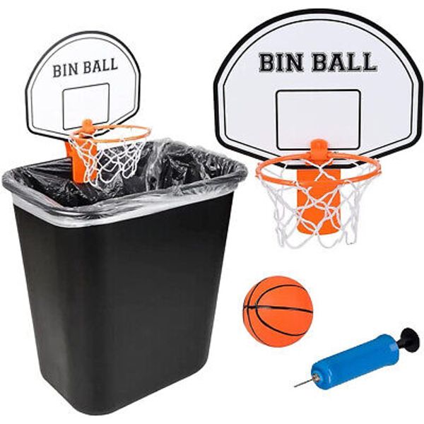 Clip-On Trash Can Basketball Set (Includes Clip-On Hoop, Inflatable Mini ...Pump