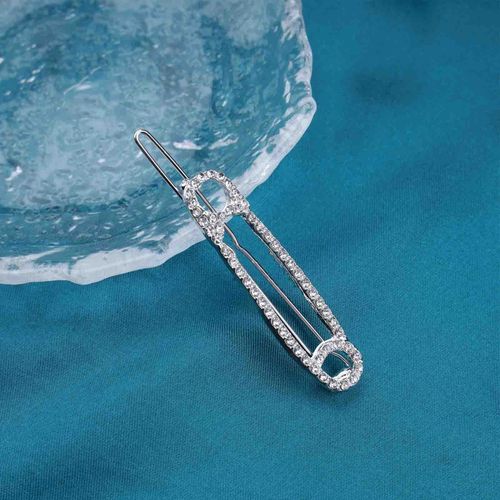 Cimenexe Bohemian Safety Pin Hair Clip Crystal Hair Clip Silver Needle Shape Hair Pins Clips Rhinestone Headpiece Decorative Hair Accessories Jewellery for Women and Girls
