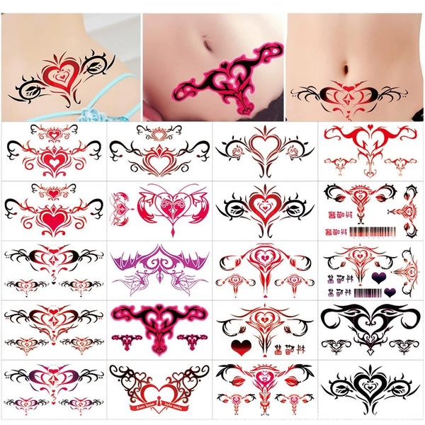 WOWTAC Tattoo Stickers, Body Stickers, Flowers, 3D, Women's, Tattoo Stickers, Long Lasting, Waterproof, Easy to Apply, Cute, Stylish, Set of 20 (Genuine)