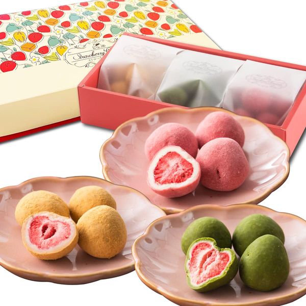 Luxurious Strawberry Chocolata (Set of 3) Assortment, Chocolate, Father's Day, Gift, Chocolate, Fruit, Strawberry Chocolate, Strawberry Truffle, Sweets, Strawberry, Small Divided Caramel, Matcha,