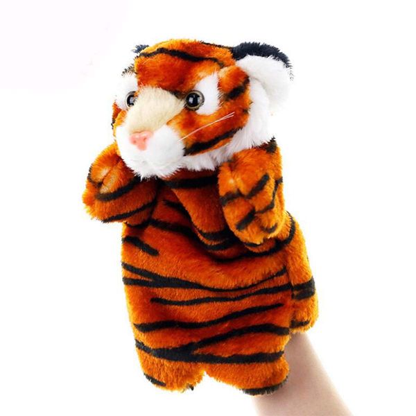 Tiger Hand Puppets Plush Animal Toys for Imaginative Pretend Play Storytelling Gifts for Kids Boys Girls (Brown)