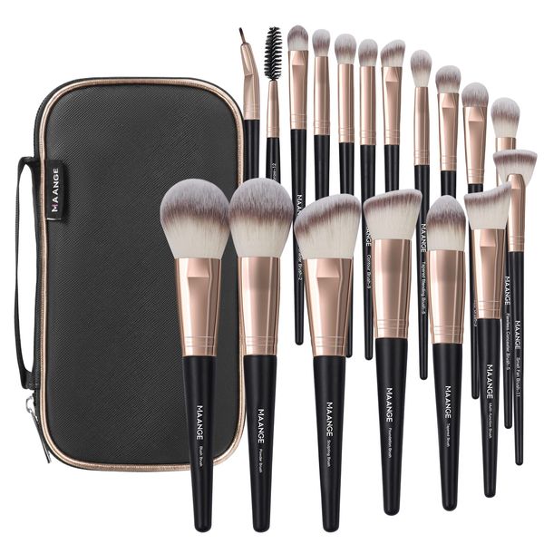 Makeup Brushes MAANGE 18 Pcs Professional Makeup Brush Set Premium Synthetic Face Kabuki Make Up Brushes Foundation Brush Blush Powder Eye Shadow Makeup Brush Set,with Bag