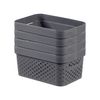 Curver Infinity Dots Set of 4 Rectangular 100% Recycled Small Storage Boxes 4.5 Litres - Grey