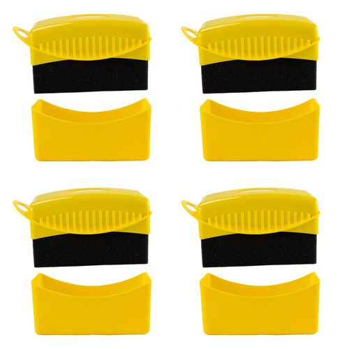 zuylikxy 4 Pack Reusable Tire Shine Applicator - Yellow Tire Dressing Brush with Lid for Car Cleaning, Waxing, and Detailing