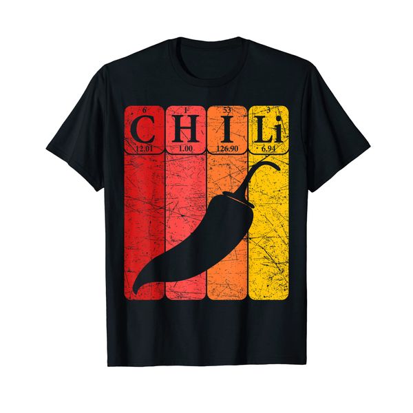 Chili Periodic Table Elements Chili Pepper Spicy Food Retro T-Shirt