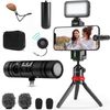 Movo iVlog-Interview iPhone Vlogging Kit with DoubleMic, Phone Mount, Tabletop Tripod, and Light - Ideal Content Creator Kit for iPhone