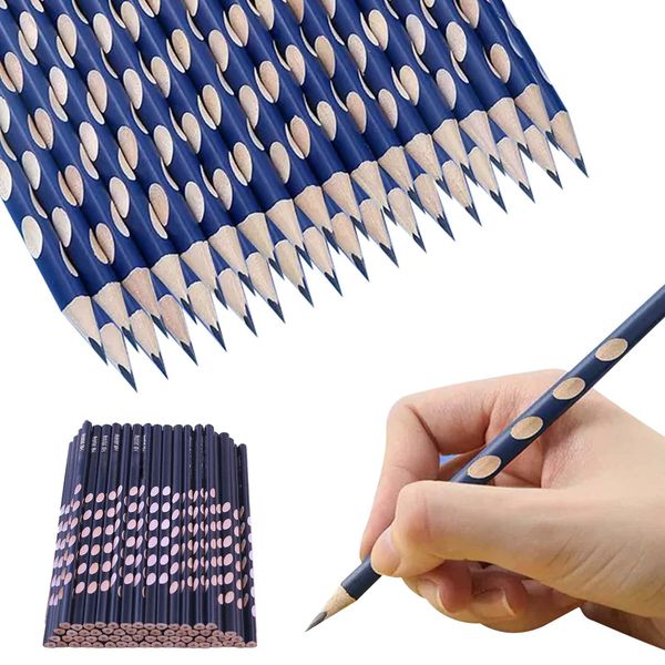 Pencil Pencil (30 Pieces) 2B Pencil Wood Grain Pencil, 2B Pencil, Elementary School Students, Corrective Pen, Grip Hole Painting Tool, Grip Method Pen, Triangle Shaft Pencil for Beginners, For