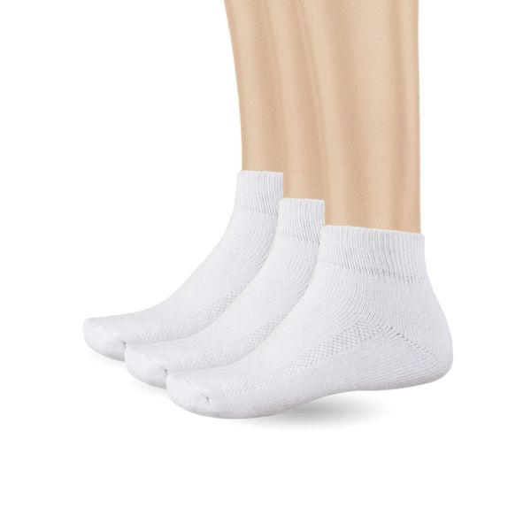 Pro Club Heavyweight Quarter Socks, White, Size 10-13, (3 Pair)