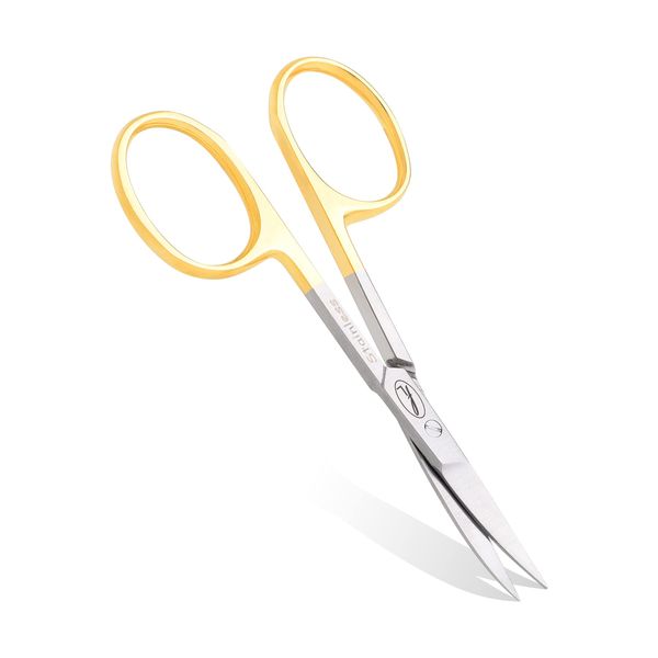 Cuticle Nail Scissors with golden handle Curved (335-01)