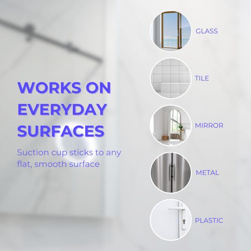 hula+ Phone Holder Portable Mount, Reusable Stand for Shower, Mirror, Kitchen, Window, & Bathroom, Adjustable Rotation for Content, TikTok, Instagram, Movies, Music (Double Suction)
