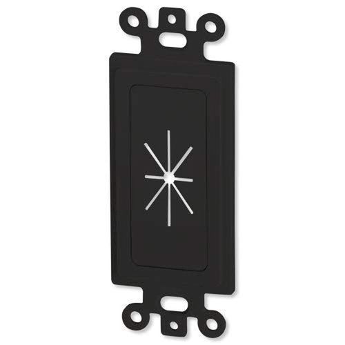 DATA COMM Electronics 45-0016-BK Décor Insert with Flexible Opening, Low Voltage, in Wall Plate Cable Pass Through, Conceals Up to 4 Cables, Cord Hider, Flush Mount for HDTV & AV Devices, Black