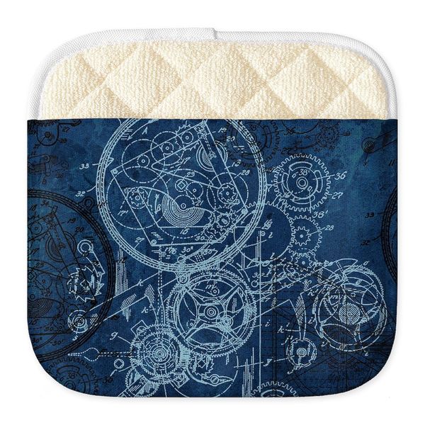 CafePress Clockwork Collage Blue Pot Holder with Unique Design 9"x9"