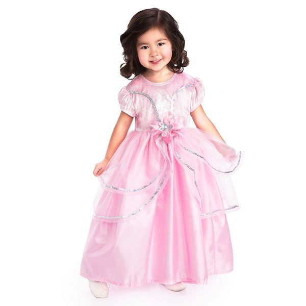 Little Adventures Royal Pink Princess Dress Up Costume for Girls (Medium Age 3-5) - Machine Washable Child Pretend Play and Party Dress with No Glitter