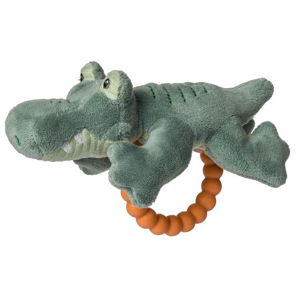 Mary Meyer Soft Baby Rattle with Soothing Teether Ring, 6-Inches, Afrique Alligator