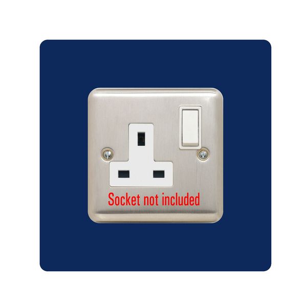 Single Socket Surround | Square | Acrylic Back Panel or Finger Plate | Light Switch Plug (Navy)
