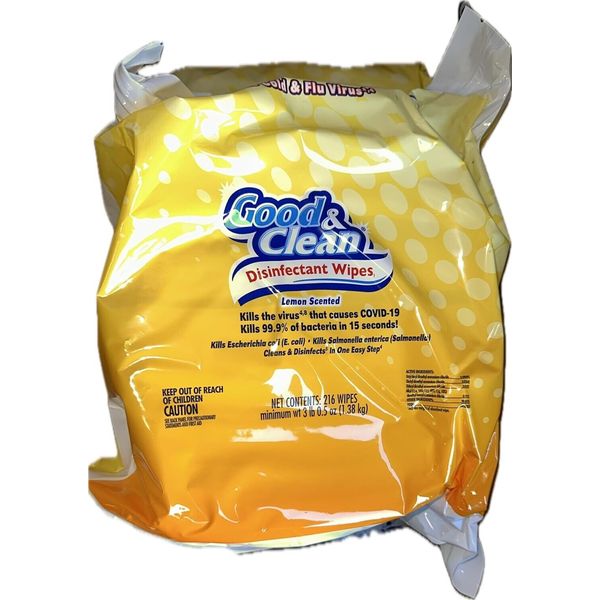 Good & Clean Disinfecting Sanitizing Wipes Lemon Scented 216 Wipes