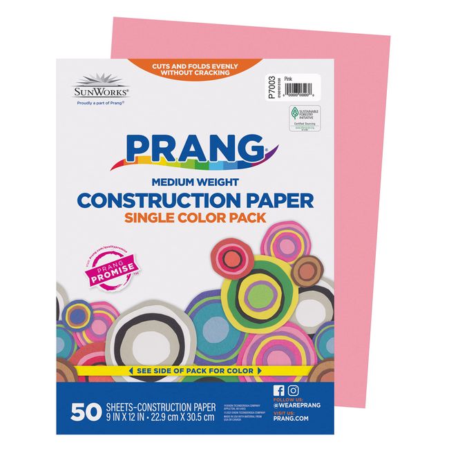 Prang (Formerly SunWorks) Construction Paper, Pink, 9" x 12", 50 Sheets