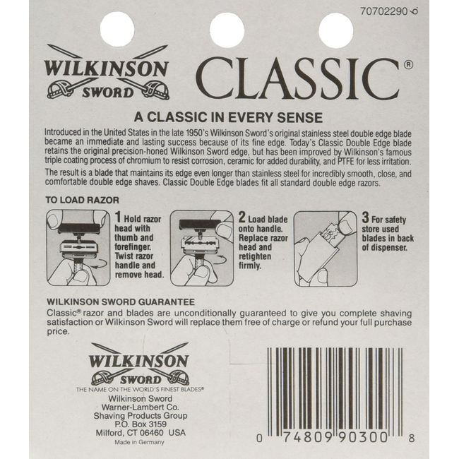 Double Edge Safety Razor + Wilkinson Sword Double Edge Razor Blades, 10 ct.  (Pack of 6)